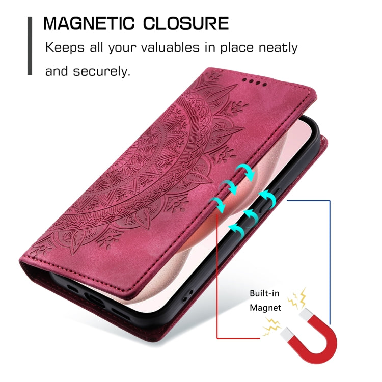 For iPhone 16 Totem Embossed Magnetic Leather Phone Case(Red) - iPhone 16 Cases by PMC Jewellery | Online Shopping South Africa | PMC Jewellery | Buy Now Pay Later Mobicred