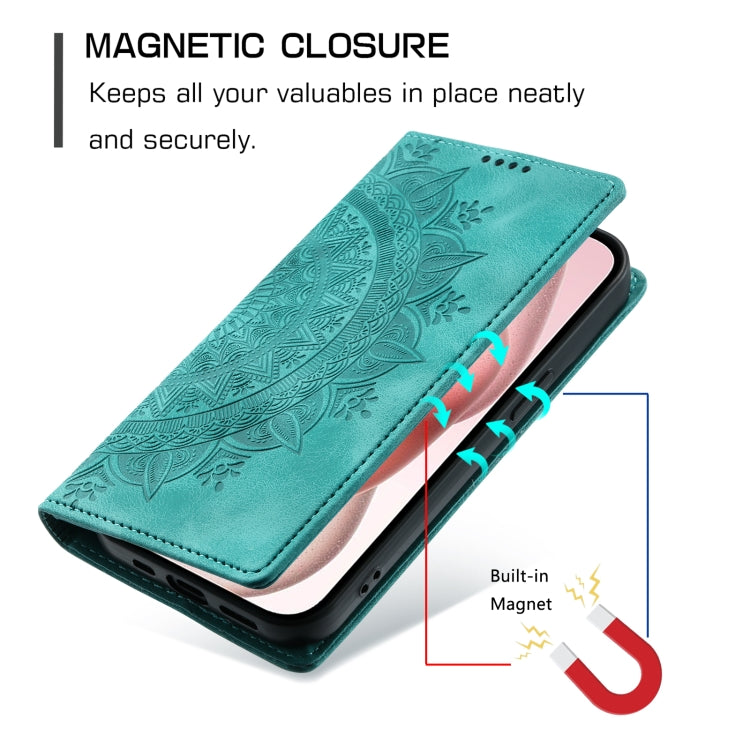 For iPhone 16 Totem Embossed Magnetic Leather Phone Case(Green) - iPhone 16 Cases by PMC TechLife | Online Shopping South Africa | PMC TechLife | Buy Now Pay Later Mobicred