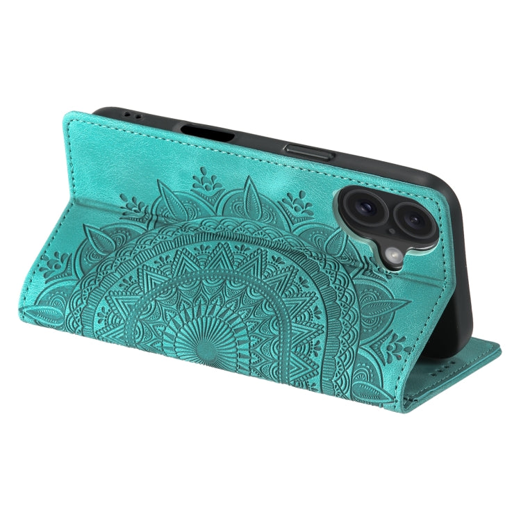 For iPhone 16 Totem Embossed Magnetic Leather Phone Case(Green) - iPhone 16 Cases by PMC TechLife | Online Shopping South Africa | PMC TechLife | Buy Now Pay Later Mobicred