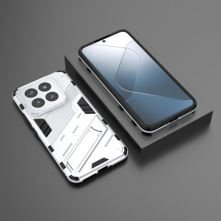 For Xiaomi 14 Pro 5G Punk Armor 2 in 1 PC + TPU Phone Case with Holder(White) - 14 Pro Cases by PMC TechLife | Online Shopping South Africa | PMC TechLife | Buy Now Pay Later Mobicred