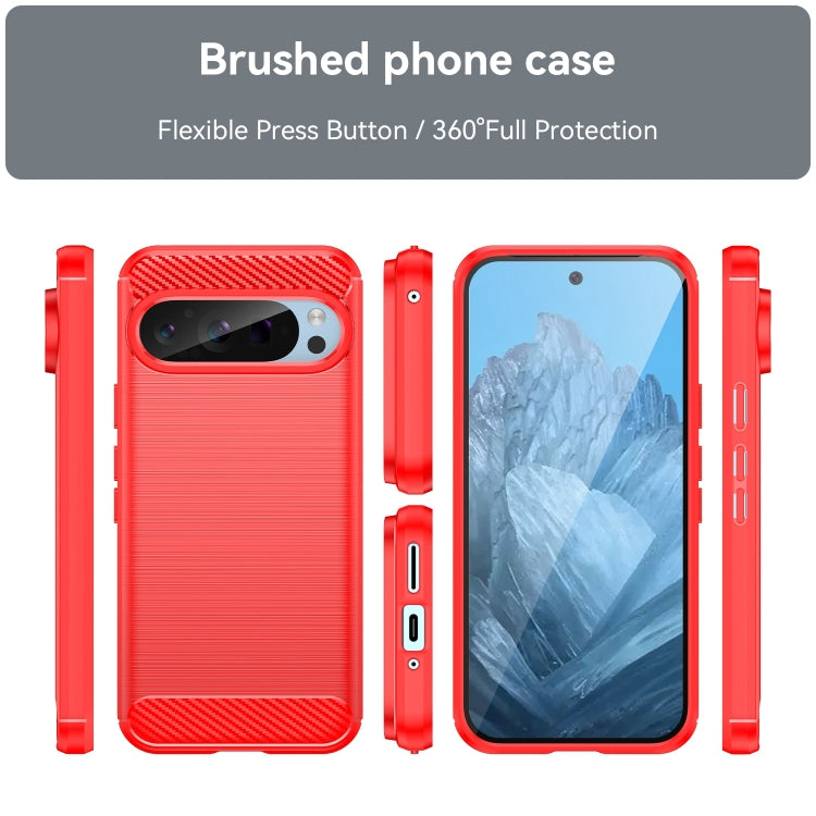 For Google Pixel 9 Carbon Fiber Brushed Texture TPU Phone Case(Red) - Google Cases by PMC TechLife | Online Shopping South Africa | PMC TechLife | Buy Now Pay Later Mobicred