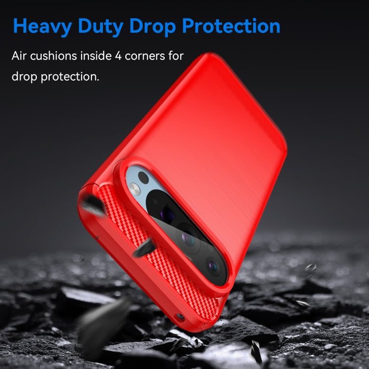 For Google Pixel 9 Carbon Fiber Brushed Texture TPU Phone Case(Red) - Google Cases by PMC TechLife | Online Shopping South Africa | PMC TechLife | Buy Now Pay Later Mobicred