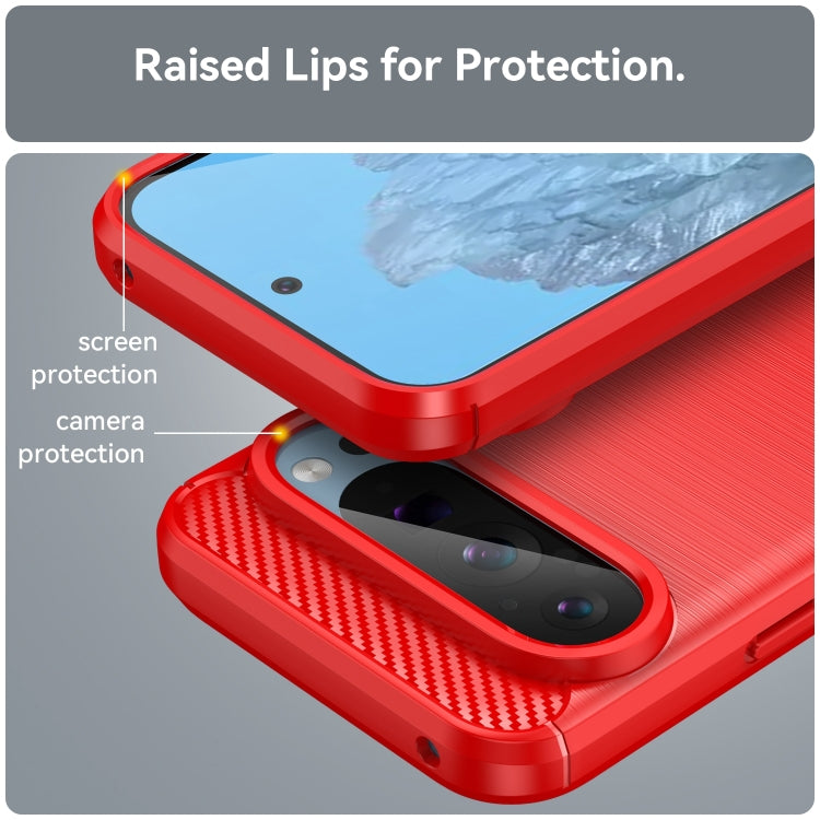 For Google Pixel 9 Carbon Fiber Brushed Texture TPU Phone Case(Red) - Google Cases by PMC TechLife | Online Shopping South Africa | PMC TechLife | Buy Now Pay Later Mobicred