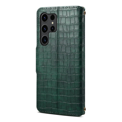 For Samsung Galaxy S24 Ultra 5G Denior Crocodile Texture Oil Edge Leather Phone Case(Green) - Galaxy S24 Ultra 5G Cases by Denior | Online Shopping South Africa | PMC Jewellery | Buy Now Pay Later Mobicred