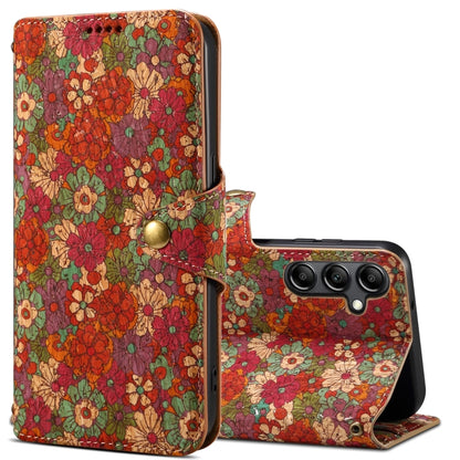 For Samsung Galaxy S24 5G Denior Flower Language Series Cork Fabric Oil Edge Leather Phone Case(Summer) - Galaxy S24 5G Cases by Denior | Online Shopping South Africa | PMC Jewellery | Buy Now Pay Later Mobicred