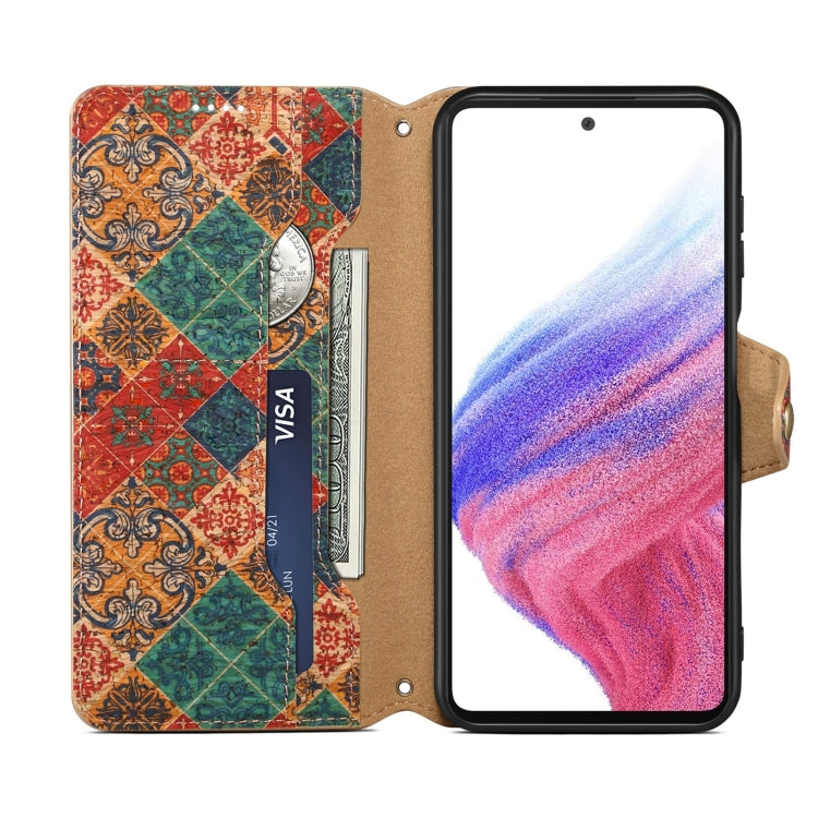 For Samsung Galaxy S24 5G Denior Flower Language Series Cork Fabric Oil Edge Leather Phone Case(Winter) - Galaxy S24 5G Cases by Denior | Online Shopping South Africa | PMC Jewellery | Buy Now Pay Later Mobicred