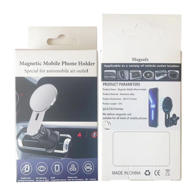 360 Degree Rotating Car Air Outlet Magnetic Phone Holder(Grey) - Car Holders by PMC Jewellery | Online Shopping South Africa | PMC Jewellery | Buy Now Pay Later Mobicred