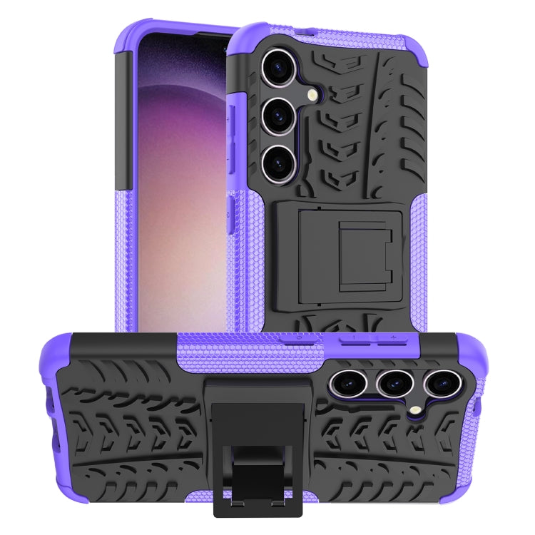 For Samsung Galaxy S24 5G Tire Texture TPU + PC Phone Case with Holder(Purple) - Galaxy S24 5G Cases by PMC TechLife | Online Shopping South Africa | PMC TechLife