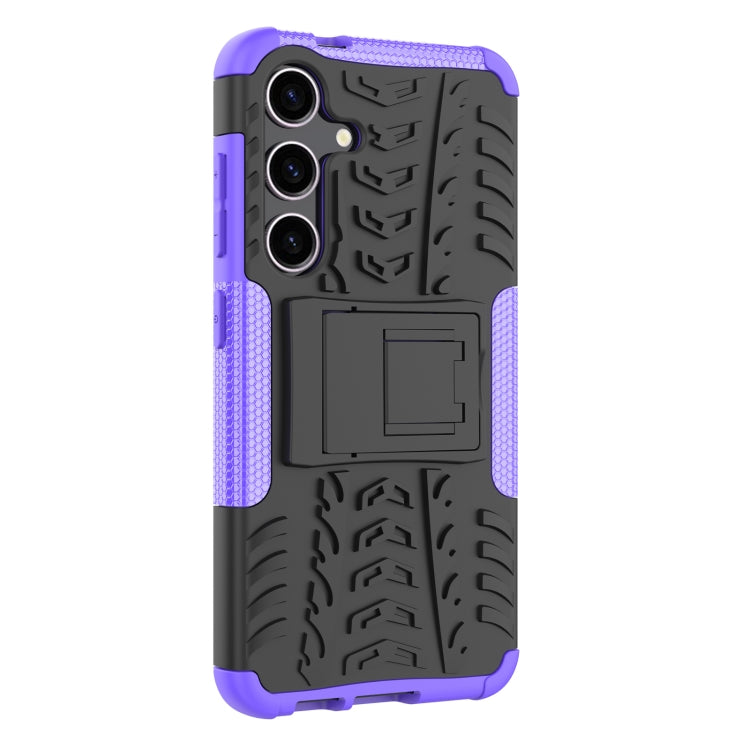 For Samsung Galaxy S24 5G Tire Texture TPU + PC Phone Case with Holder(Purple) - Galaxy S24 5G Cases by PMC TechLife | Online Shopping South Africa | PMC TechLife