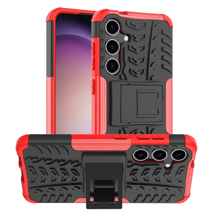 For Samsung Galaxy S24 5G Tire Texture TPU + PC Phone Case with Holder(Red) - Galaxy S24 5G Cases by PMC Jewellery | Online Shopping South Africa | PMC Jewellery