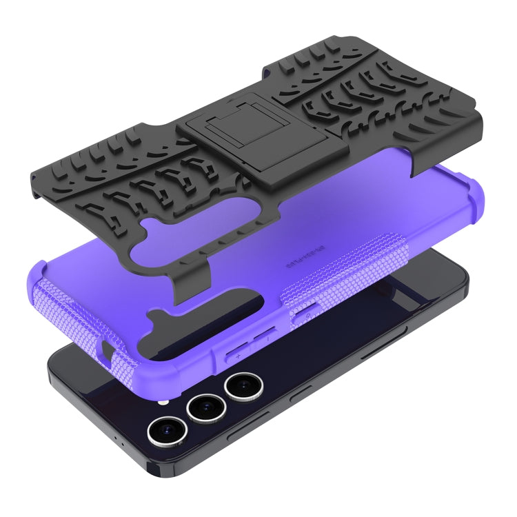 For Samsung Galaxy S24+ Tire Texture TPU + PC Phone Case with Holder(Purple) - Galaxy S24+ 5G Cases by PMC TechLife | Online Shopping South Africa | PMC TechLife