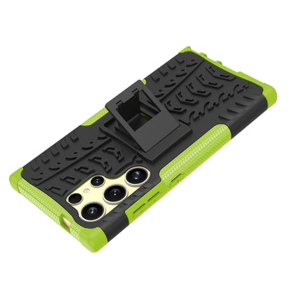 For Samsung Galaxy S24 Ultra 5G Tire Texture TPU + PC Phone Case with Holder(Green) - Galaxy S24 Ultra 5G Cases by PMC Jewellery | Online Shopping South Africa | PMC Jewellery