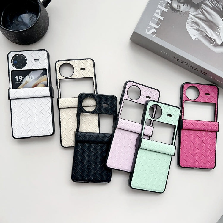 For vivo X Flip Three-piece Set Woven Texture Folding PU Phone Case(Rose Red) - vivo Cases by PMC TechLife | Online Shopping South Africa | PMC TechLife
