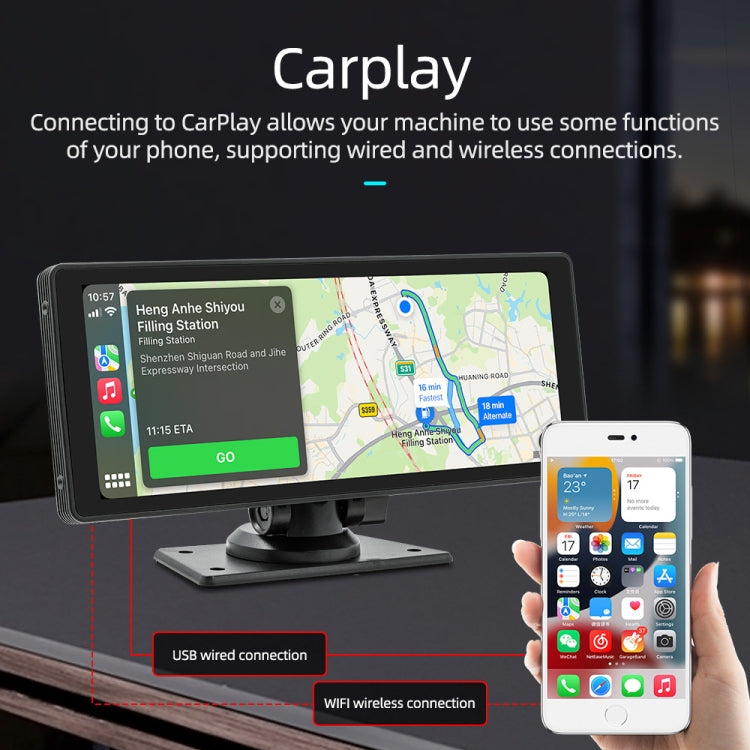 B5303R 10.26 inch Portable Car MP5 Player Built-in Driving Recorder Support CarPlay / Android Auto(Black) - Car MP3 & MP4 & MP5 by PMC TechLife | Online Shopping South Africa | PMC TechLife | Buy Now Pay Later Mobicred
