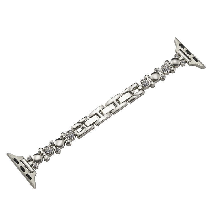 For Apple Watch Series 3 38mm Metal Diamond Bear Chain Watch Band(Starlight) - Watch Bands by PMC TechLife | Online Shopping South Africa | PMC TechLife