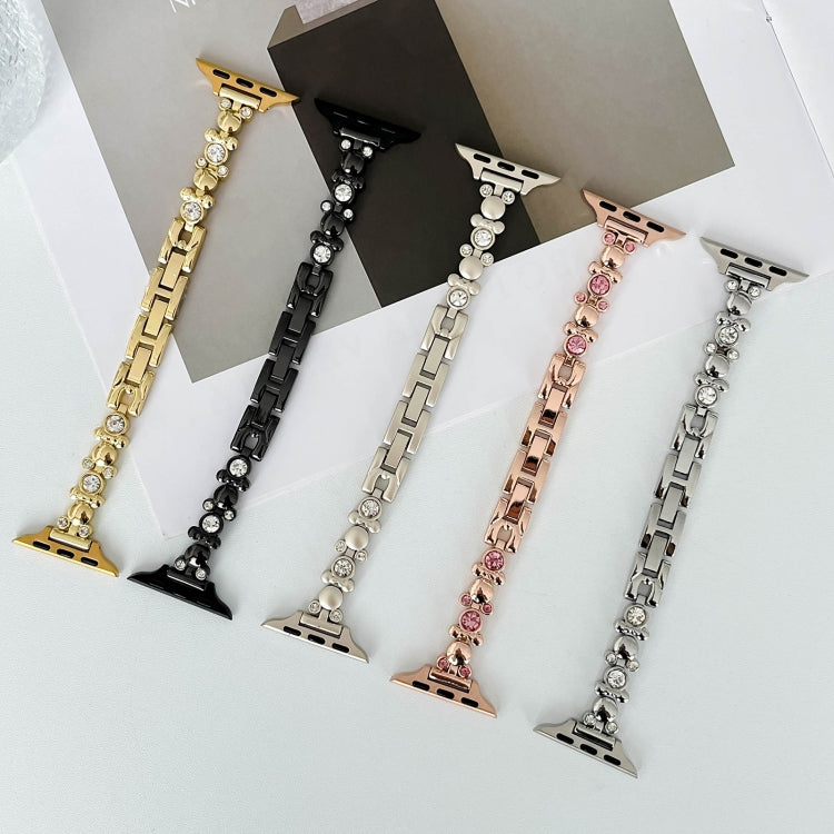 For Apple Watch Series 8 41mm Metal Diamond Bear Chain Watch Band(Silver) - free shipping - PMc TechLife - Order now!