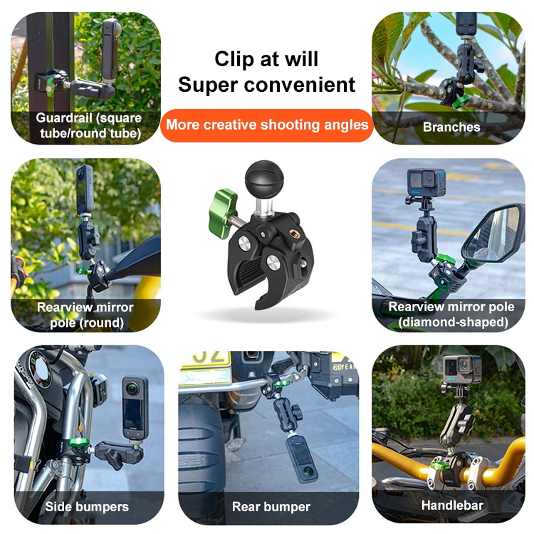 RUIGPRO Crab Clamp Action Camera Bracket 3-claw Ball Head Mount with Rod - Holder by RUIGPRO | Online Shopping South Africa | PMC TechLife | Buy Now Pay Later Mobicred