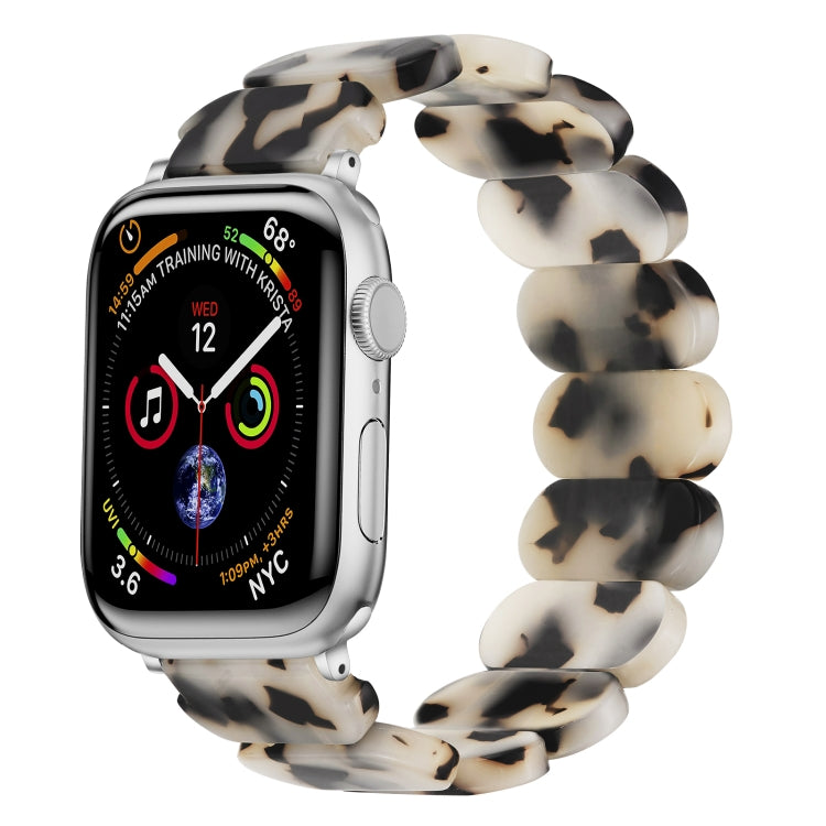 For Apple Watch 38mm Stretch Rope Resin Watch Band(Dark Brown White) - Watch Bands by PMC TechLife | Online Shopping South Africa | PMC TechLife
