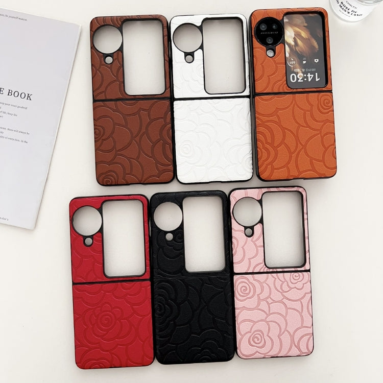 For OPPO Find N3 Flip Impression Flower Pattern Protective Phone Case(Orange) - Find N3 Flip Cases by PMC TechLife | Online Shopping South Africa | PMC TechLife | Buy Now Pay Later Mobicred