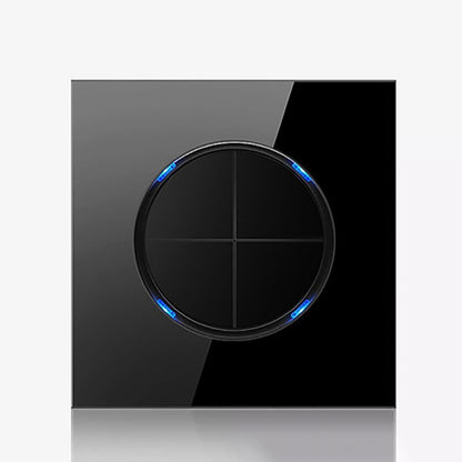 86mm Round LED Tempered Glass Switch Panel, Black Round Glass, Style:Four Open Dual Control - Switch by PMC Jewellery | Online Shopping South Africa | PMC Jewellery | Buy Now Pay Later Mobicred