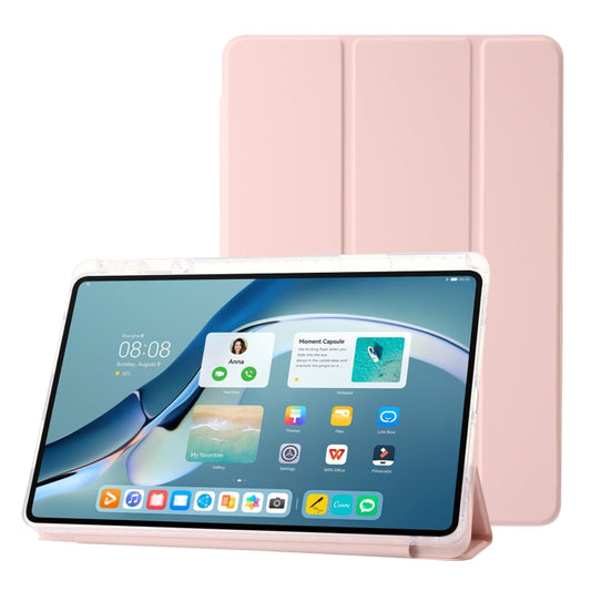 For Huawei MatePad Pro 13.2 2023 Clear Acrylic 3-Fold Leather Tablet Case(Pink) - Huawei by PMC Jewellery | Online Shopping South Africa | PMC Jewellery | Buy Now Pay Later Mobicred