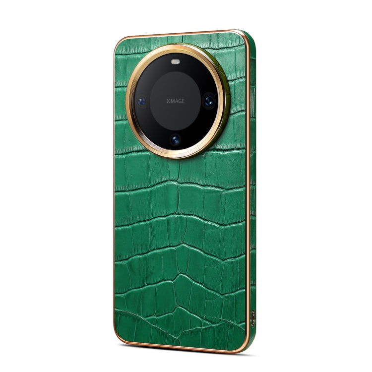 For Huawei Mate 60 Pro / Pro+ Denior Crocodile Texture Genuine Leather Electroplating Phone Case(Green) - Huawei Cases by Denior | Online Shopping South Africa | PMC TechLife | Buy Now Pay Later Mobicred
