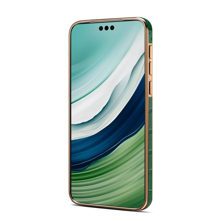 For Huawei Mate 60 Pro / Pro+ Denior Crocodile Texture Genuine Leather Electroplating Phone Case(Green) - Huawei Cases by Denior | Online Shopping South Africa | PMC TechLife | Buy Now Pay Later Mobicred