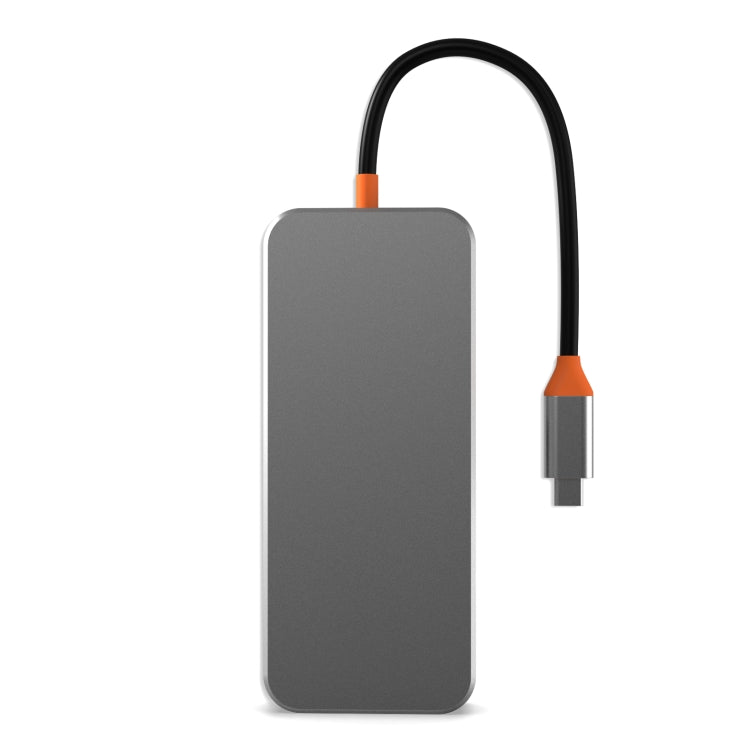 SW8V 8 in 1 Type-C to USB + HDMI + RJ45 + SD/TF HUB Docking Station(Grey) - USB HUB by PMC Jewellery | Online Shopping South Africa | PMC Jewellery | Buy Now Pay Later Mobicred