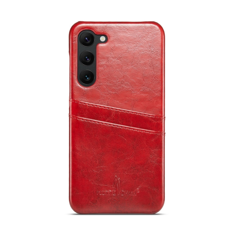 For Samsung Galaxy S24+ 5G Fierre Shann Oil Wax Texture Leather Phone Case with Card Slots(Red) - Galaxy S24+ 5G Cases by FIERRE SHANN | Online Shopping South Africa | PMC Jewellery | Buy Now Pay Later Mobicred