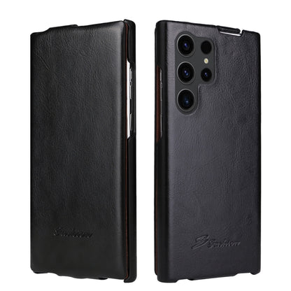 For Samsung Galaxy S24 Ultra 5G Fierre Shann 64 Texture Vertical Flip PU Leather Phone Case(Black) - Galaxy S24 Ultra 5G Cases by FIERRE SHANN | Online Shopping South Africa | PMC Jewellery | Buy Now Pay Later Mobicred