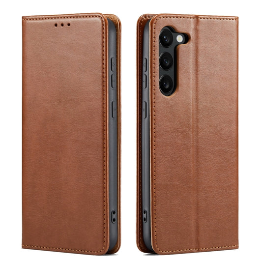 For Samsung Galaxy S24+ 5G Fierre Shann PU Genuine Leather Texture Phone Case(Brown) - Galaxy S24+ 5G Cases by FIERRE SHANN | Online Shopping South Africa | PMC Jewellery | Buy Now Pay Later Mobicred