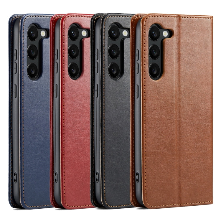 For Samsung Galaxy S24 5G Fierre Shann PU Genuine Leather Texture Phone Case(Brown) - Galaxy S24 5G Cases by FIERRE SHANN | Online Shopping South Africa | PMC Jewellery | Buy Now Pay Later Mobicred