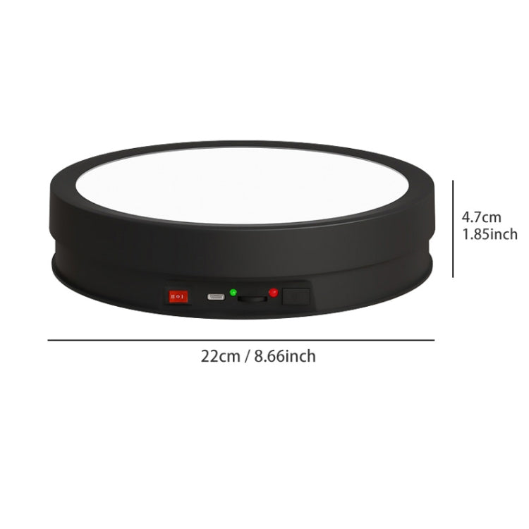 22cm Colorful LED Light Electric Rotating Display Stand Turntable, Style:Power Plug-in(Black) -  by PMC TechLife | Online Shopping South Africa | PMC TechLife | Buy Now Pay Later Mobicred