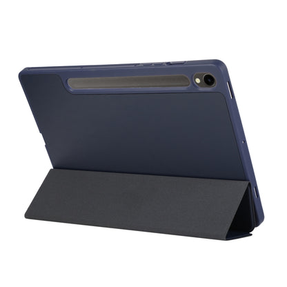 For Samsung Galaxy Tab S9 FE 3-Fold Pure Color TPU Leather Tablet Case with Pen Slot(Dark Blue) - Galaxy Tab S9 FE by PMC Jewellery | Online Shopping South Africa | PMC Jewellery