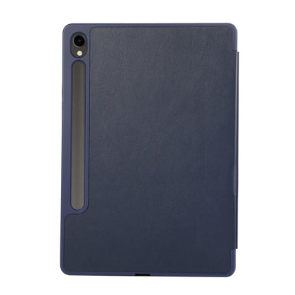 For Samsung Galaxy Tab S9 3-Fold Pure Color TPU Leather Tablet Case with Pen Slot(Dark Blue) - Galaxy Tab S9 Cases by PMC Jewellery | Online Shopping South Africa | PMC Jewellery