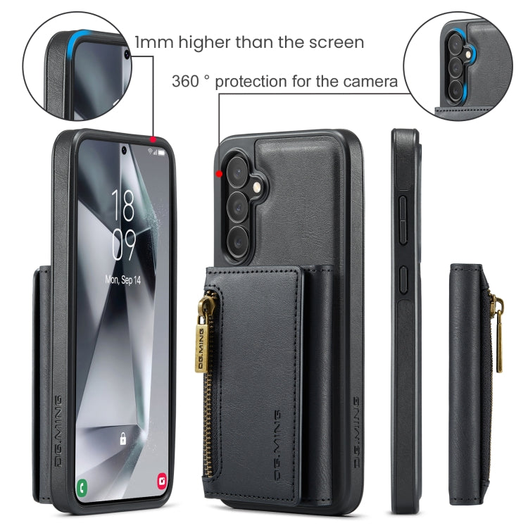 For Samsung Galaxy S24 5G DG.MING M5 Series Zip RFID Multi Card Detachable Leather Phone Case(Black) - Galaxy S24 5G Cases by DG.MING | Online Shopping South Africa | PMC Jewellery | Buy Now Pay Later Mobicred