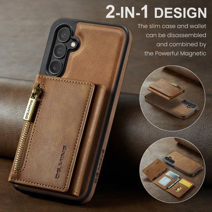 For Samsung Galaxy S24 5G DG.MING M5 Series Zip RFID Multi Card Detachable Leather Phone Case(Brown) - Galaxy S24 5G Cases by DG.MING | Online Shopping South Africa | PMC Jewellery | Buy Now Pay Later Mobicred