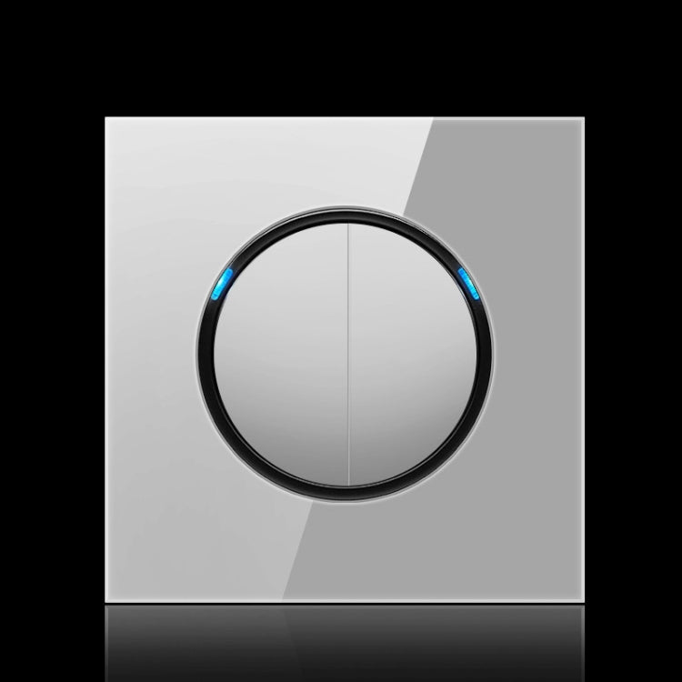 86mm Round LED Tempered Glass Switch Panel, Gray Round Glass, Style:Two Billing Control - Switch by PMC TechLife | Online Shopping South Africa | PMC TechLife | Buy Now Pay Later Mobicred
