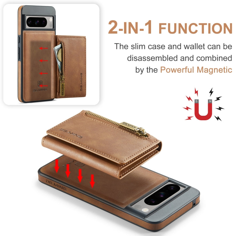For Google Pixel 8 Pro DG.MING M5 Series Zip RFID Multi Card Detachable Leather Phone Case(Brown) - Google Cases by DG.MING | Online Shopping South Africa | PMC TechLife | Buy Now Pay Later Mobicred