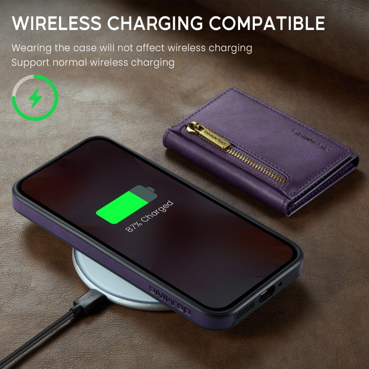 For Google Pixel 9 / 9 Pro DG.MING M5 Series Zip RFID Multi Card Detachable Leather Phone Case(Purple) - free shipping - PMC Jewellery - Order now!