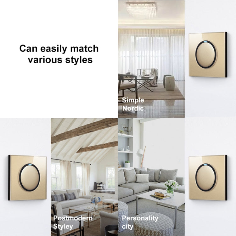 86mm Round LED Tempered Glass Switch Panel, Gold Round Glass, Style:Two Billing Control -  by PMC Jewellery | Online Shopping South Africa | PMC Jewellery | Buy Now Pay Later Mobicred