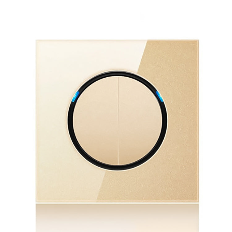 86mm Round LED Tempered Glass Switch Panel, Gold Round Glass, Style:Two Open Dual Control - free shipping - PMC Jewellery - Order now!