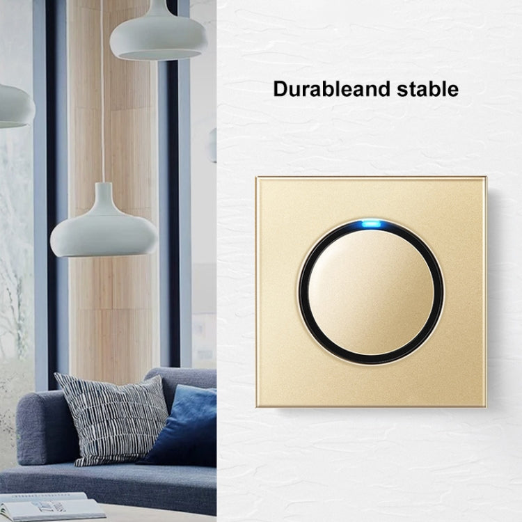 86mm Round LED Tempered Glass Switch Panel, Gold Round Glass, Style:Two Open Dual Control - free shipping - PMC Jewellery - Order now!