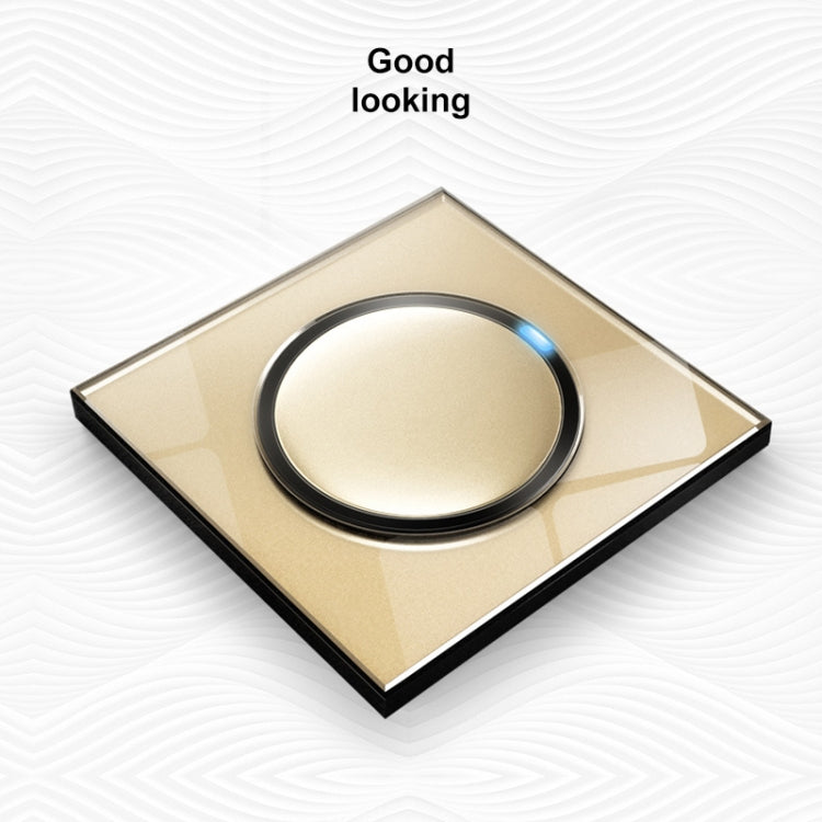 86mm Round LED Tempered Glass Switch Panel, Gold Round Glass, Style:Four Open Dual Control - Switch by PMC Jewellery | Online Shopping South Africa | PMC Jewellery | Buy Now Pay Later Mobicred