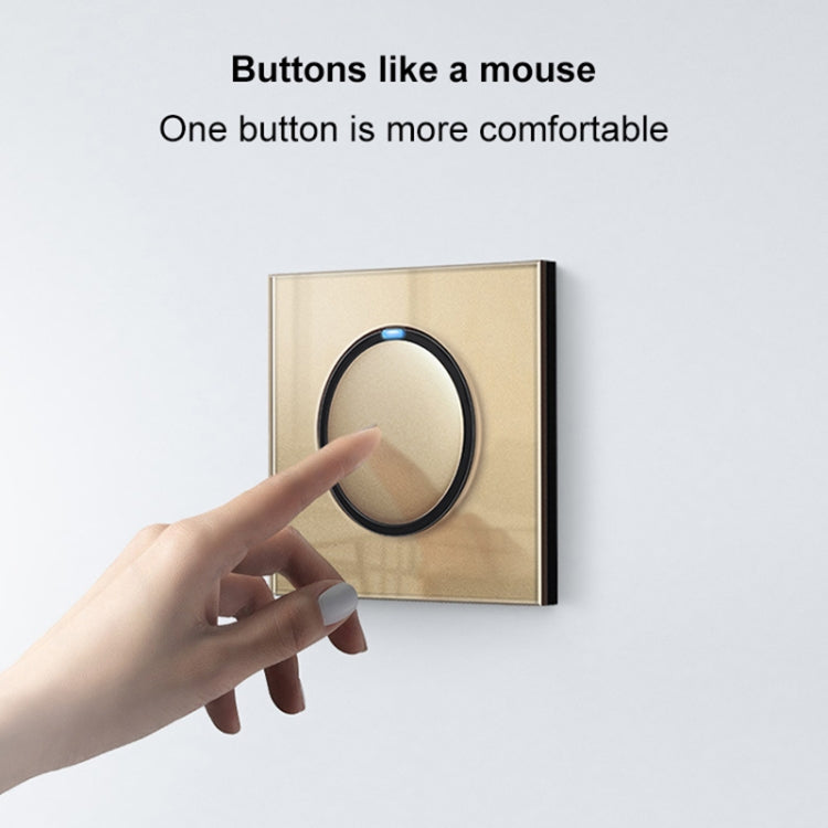 86mm Round LED Tempered Glass Switch Panel, Gold Round Glass, Style:Four Open Dual Control -  by PMC Jewellery | Online Shopping South Africa | PMC Jewellery | Buy Now Pay Later Mobicred