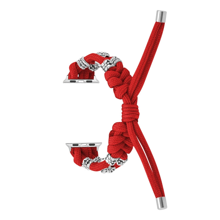 For Apple Watch Ultra 2 49mm Chrysanthemum Beads Paracord Braided Watch Band(Red) - Watch Bands by PMC Jewellery | Online Shopping South Africa | PMC Jewellery | Buy Now Pay Later Mobicred