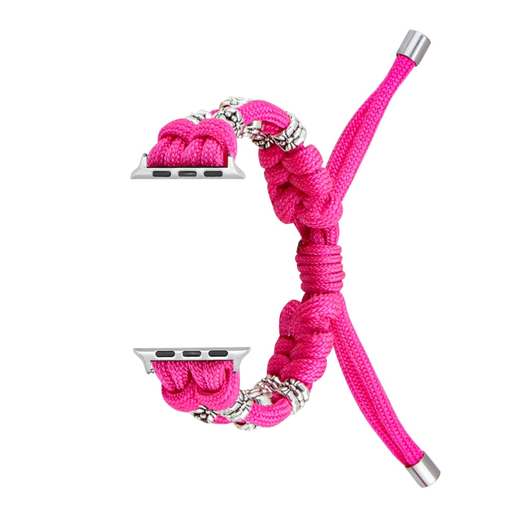 For Apple Watch Ultra 2 49mm Chrysanthemum Beads Paracord Braided Watch Band(Rose Red) - Watch Bands by PMC Jewellery | Online Shopping South Africa | PMC Jewellery | Buy Now Pay Later Mobicred