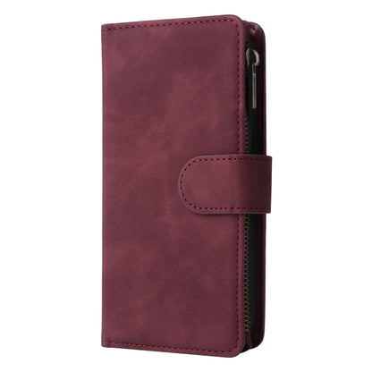 For Xiaomi Redmi Note 13 5G Multifunctional Frosted Zipper Wallet Leather Phone Case(Wine Red) - Note 13 Cases by PMC Jewellery | Online Shopping South Africa | PMC Jewellery | Buy Now Pay Later Mobicred