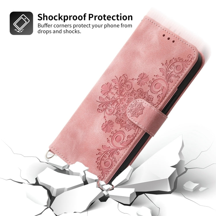 For Google Pixel 9 Skin-feel Flowers Embossed Wallet Leather Phone Case(Pink) - Google Cases by PMC TechLife | Online Shopping South Africa | PMC TechLife | Buy Now Pay Later Mobicred