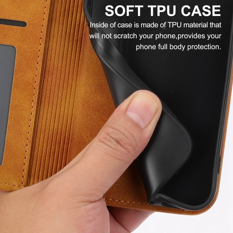 For Google Pixel 9 Pro Cubic Grid Calf Texture Magnetic Leather Phone Case(Yellow) - Google Cases by PMC TechLife | Online Shopping South Africa | PMC TechLife | Buy Now Pay Later Mobicred